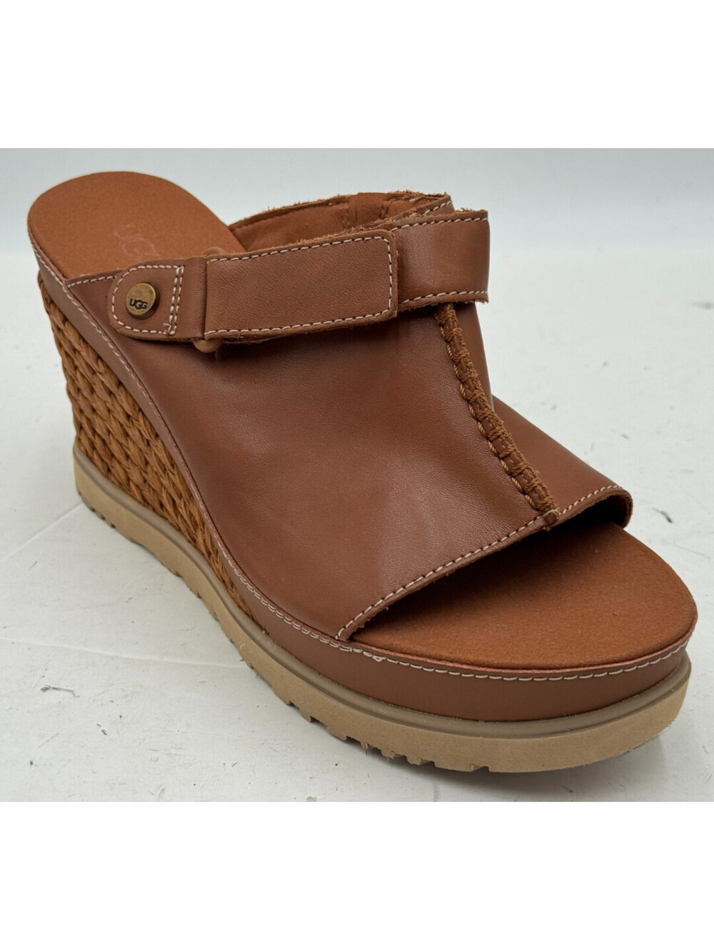 UGG Abbot Women's Sandals Size 11 Cognac Elastic Gore Wedge Adjustable Shoes